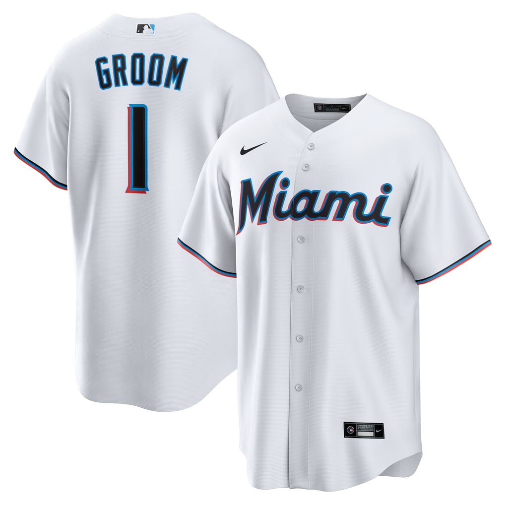  Miami Marlins Nike #1 Groom Home Replica Jersey - White